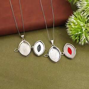 Collar con Colgante Ovalado Chapado en Plata Vintage con Piedra Marquesa, Joyería Étnica para Mujer, Venta al por Mayor - Product Image 2