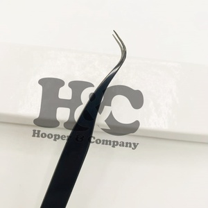 Nouveau Noir Plasma Cils Extension Pince À Épiler Fait À La Main Crochet Forme Pointe Fine Pince À Cils Logo Durable Vison Qualité Pince À Épiler - Product Image 1