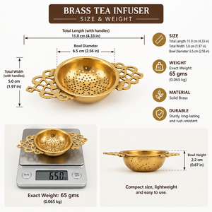 Brass Over The <b>Cup</b> <b>Tea</b> Strainer Dual Filigree Celtic Handles Fine Perforated Bowl Loose Leaf Herbal <b>Tea</b> Steeper Filters Teawares - Product Image 5