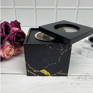 Black <b>Marble</b> Look Resin Incense Burner Box Portable Arabian Mubkhar Oud Burner Metal <b>Mesh</b> Bakhoor Censer Home Fragrance Mubkhar - Product Image 1