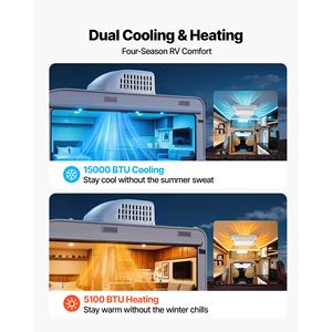 Unidad de Aire Acondicionado para RV de 15000 BTU sin Ductos, 120V, Flujo de Aire de Cuatro Vías, Componentes y Sistemas para Refrigeración y Calefacción - Product Image 2