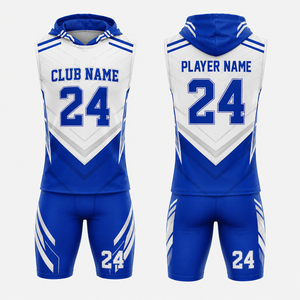 Conjunto de Sudadera con Capucha y Jersey de Baloncesto de Poliéster Sublimado Personalizado MEGAMAPLE, Azul y Blanco 24, Transpirable, Uniforme Unisex para Adultos - Product Image 1