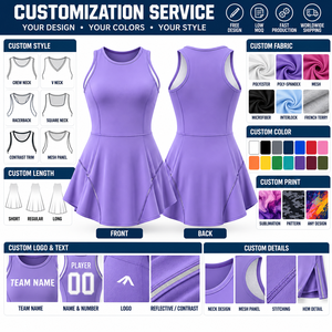 Vestido de tenis sublimado personalizado para mujer, uniforme de cancha de secado rápido sin mangas, ropa deportiva personalizada para equipos femeninos - Product Image 4