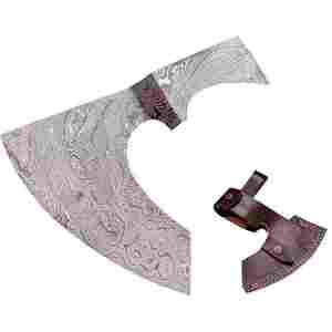 Hacha de doble hoja de acero de Damasco con alto contenido de carbono y mango de madera para camping y carpintería - Product Image 2