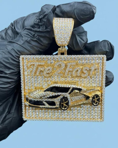 Pendentif de voiture personnalisé en moissanite, breloques de luxe hip-hop pour voiture de sport, pendentif en argent 925, pendentif personnalisé avec nom et initiales pour homme - Product Image 1