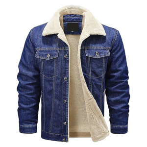 <b>Men</b> Winter Denim <b>Jacket</b> Classic Blue Casual Eco-Friendly Breathable Front Durable Cotton Stylish Streetwear Outerwear Faux Fur - Product Image 1