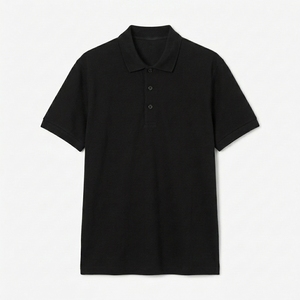Chemise noire à manches courtes en tissu éponge pour homme, motif imprimé, tricotée, formelle, anti-plis, respirante - Product Image 5