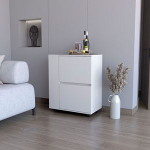 Carrello bar bianco a 2 armadietti - Product Image 1