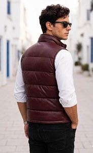 Blouson Bomber d'Hiver pour Homme, Couleur Bordeaux, Coupe Slim, Tissu en Toile Rempli de Polyester, Coupe-Vent, Vêtement d'Extérieur - Product Image 2