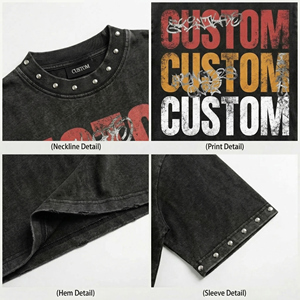 Ensemble T-shirt et pantalon déchiré pour homme, décontracté, avec motif graphique en strass thermocollés, T-shirt à col côtelé délavé à l'acide, Survêtement unisexe pour homme - Product Image 3