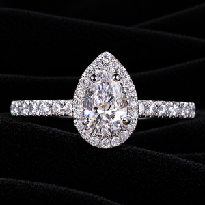 Bague de mariage de luxe en argent 925 avec diamant Moissanite VVS taille poire, sertie de griffes, style Iced Out, bague haut de gamme pour cadeau de fiançailles - Product Image 2