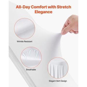 30 housses de chaise blanches en polyester et élasthanne, extensibles, à devant plat, pour banquets, dîners, fêtes et mariages - Product Image 3