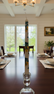 Bougies coniques au citron peintes à la main, en cire de soja et paraffine, parfum épicé, sans fumée, motif jaune vif aux notes d'agrumes et de feuilles vert foncé - Product Image 3