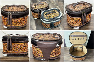 Wholesale Women's New Designer Luxury Custom Logo Hand Tooled Leather <b>Jewelry</b> Storage <b>Box</b> Genuine Cowhide Leather <b>Jewelry</b> Case - Product Image 6