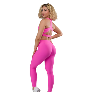 Women Mid Rise Wrap Leggings Malibu Pink High Stretch Yoga Workout Gym Fitness <b>Tummy</b> <b>Control</b> Activewear Pants For Women - Product Image 3