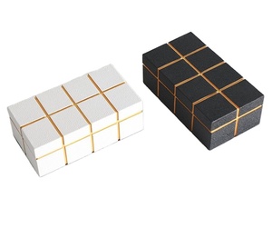 Trending leather texture rectangular decorative storage box luxury modern organizer case home decor gift item - Product Image 1