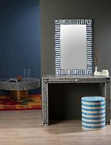 Rectangular Bohemian Wall <b>Mirror</b> with Blue <b>White</b> Chevron Frame Handmade Decorative Glass Design wall <b>mirror</b> - Product Image 1