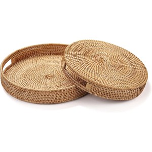 Natural Premium Quality Round Rattan Wicker Trays <b>Cheap</b> Price Wholesale From Vietnam - Product Image 3