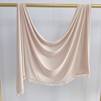 180*70cm Neues Design Großhandel Einfarbiger Jersey-Schal mit Spitze Muslimischer Frauen-Hijab Dehnbarer Premium-Schal mit Jersey-Gefühl