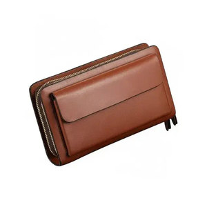 Cartera de Viaje Corta de Cuero Genuino para Hombre, con Cierre, Ecológica, Espaciosa, Multifuncional, con Múltiples Ranuras para Tarjetas y Efectivo - Product Image 1