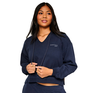 PERFECT INDUSTRY New Style Women's Hoodie Oversize <b>Pullover</b> Sweatshirt Custom Logo <b>Jumpers</b> Cotton French terry Cropped Hoodie - Product Image 3