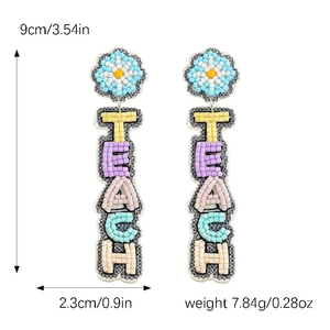 Bijoux faits main légers, classiques et élégants pour femmes et enseignantes, avec perles, strass, diamants, en forme de crayon, enfilées sur cordon, cadeau de marque MULTI - Product Image 6