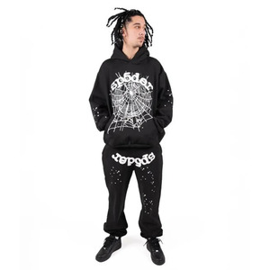 Sudadera con Capucha Unisex Negra de Algodón, Estilo Urbano, Manga Larga, Corte Holgado, Ligera para Invierno, con Cierre de Cordón - Product Image 5
