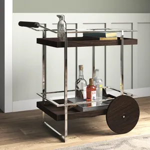 Carrito de Servicio Moderno de Metal Hecho a Mano con Ruedas, Muebles de Catering de Lujo para Hotel, Restaurante, Bodas y Fiestas Premium - Product Image 3