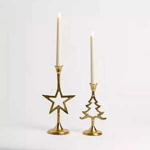 Wholesale Set of 3 Hammered Gold <b>Brass</b> Taper <b>Lantern</b> Beaded Stem Candlestick Stand Handmade Eco-Friendly Heat Resistant - Product Image 6