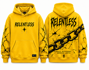 Sudadera con Capucha Relentless Yellow Crack Print para Hombre, Estilo Urbano, Corte Oversize, Manga Regular, Diseño con Bolsillos, FRENCH TERRY - Product Image 1