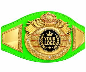 Cinturón de Campeonato Personalizado, Verde, de Cuero PU, Chapado en Oro y Plata, para Lucha Libre, Boxeo, Jiu-Jitsu, Karate, Transpirable, Unisex, Duradero - Product Image 3