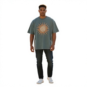 T-shirt décontracté pour homme en coton/fibre de bambou, style streetwear, délavé à l'acide, vintage, respirant, coupe ample, manches courtes, vente en gros - Product Image 6