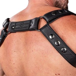 Harnais d'épaule en fausse fourrure pour homme, noir, design minimaliste, sexy, en dentelle, pour club - Product Image 3