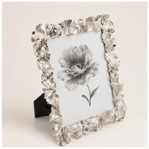 Luxury Silver Ginkgo Leaf <b>Metal</b> Photo <b>Frame</b> Creative Style Textured Flower Edge <b>Picture</b> <b>Frames</b> for Modern Home Desktop - Product Image 5