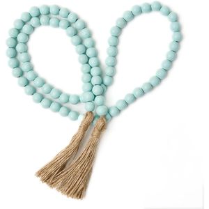 Ghirlanda Decorativa in Perline di Legno da 150 cm, Stile Rustico, da Appendere a Parete per Decorazioni Domestiche e Festive, con Nappe Decorative - Product Image 1