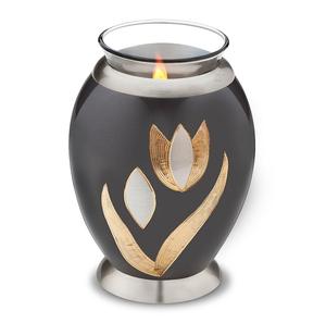 Nouvelle urne funéraire en laiton/aluminium noir avec colombes argentées gravées pour le stockage des cendres funéraires - Product Image 6