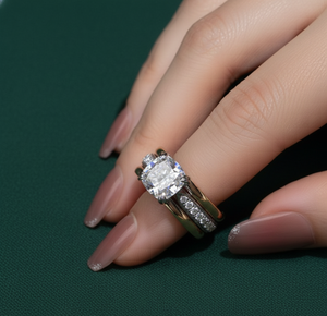 Solid Yellow Gold <b>Cushion</b> Cut Lab Grown Diamond Engagement <b>Ring</b> IGI Certified Luxury Women's <b>Wedding</b> Band Classic Fine Jewelry - Product Image 1