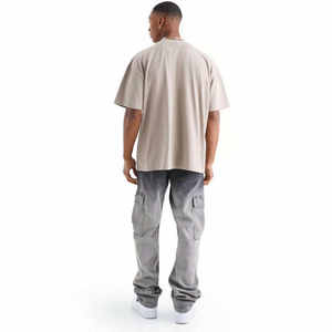 T-shirts décontractés pour hommes en jersey de coton épais 120g, coupe boxy oversize, teint uni, style cropped - Product Image 2