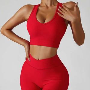 Women Comfortable Active Wear Two Piece Fitness Clothing Set With Support Top And High Waist Stretch Bottom For Daily Exercise - Product Image 1