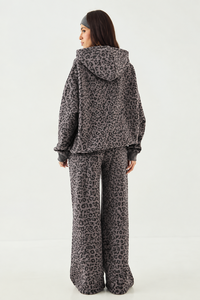 กางเกงขากว้างลายเสือดาวกราไฟท์สำหรับผู้หญิงเอวสูงทรงหลวมแฟชั่นลำลองกางเกงอินเทรนด์สตรีทแวร์เครื่องแต่งกายสำหรับผู้หญิง - Product Image 6