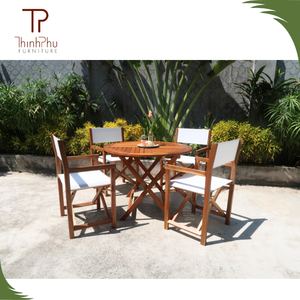 เฟอร์นิเจอร์รับประทานอาหารกลางแจ้งไม้เนื้อแข็งสั่งทำพิเศษ โต๊ะพร้อมเก้าอี้ 4 ตัว เป็นมิตรกับสิ่งแวดล้อม ทนทาน ทำความสะอาดง่าย เหมาะสำหรับโรงแรมและร้านอาหาร - Product Image 1