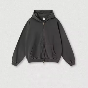 Sweat à capuche zippé en coton épais, impression en relief, logo personnalisé, streetwear homme, vente en gros, directement de l'usine - Product Image 4