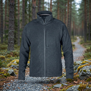 Men's <b>Fleece</b> Jacket Stand Collar <b>Zipper</b> Closure Solid Color Casual Breathable Windproof Sherpa Lined Polyester Winter Wear - Product Image 6