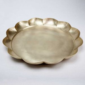 Decorative Hammered Brass Serving <b>Tray</b> For Serving Tea Coffee And <b>Snacks</b> With Stylish Raised Border - Product Image 3