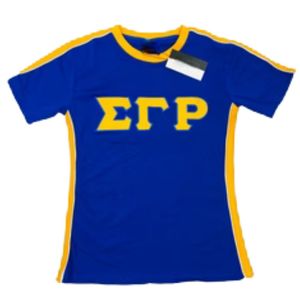 T-shirt Premium Sigma Gamma Rho Bleu Royal avec Lettres Grecques Imprimées Or en Coton Doux – Élégant et Décontracté pour Tous les Jours - Product Image 1