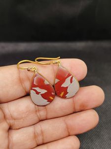 Boucles d'oreilles pendantes en jaspe Noreena, plaquées or micron, en laiton, pour mariage, fête et cadeau – Vente en gros - Product Image 6