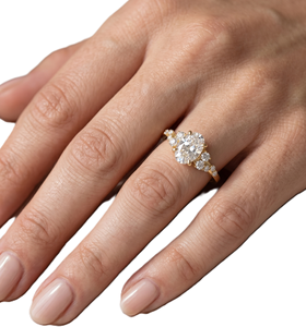Wholesale Oval Lab Grown Diamond 14K Solid Gold Moissanite Diamond Engagement Ring Side Stone Vintage Cluster Dainty <b>Bridal</b> Ring - Product Image 5