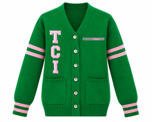   Pulls à col en V de haute qualité avec lettres pour les logos de sororités/fraternités/écoles/collèges/universités, cardigans tricotés - Product Image 1
