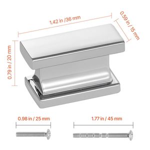Confezione da 10 pomelli per armadietti in lega di zinco da 1,42 pollici, maniglie rettangolari per cassetti e porte, per mobili da cucina, comò e credenze - Product Image 4