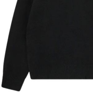 Pull en maille noir à col rond avec bordure contrastée, doux, confortable, ajusté, léger, pour un usage décontracté - Product Image 3